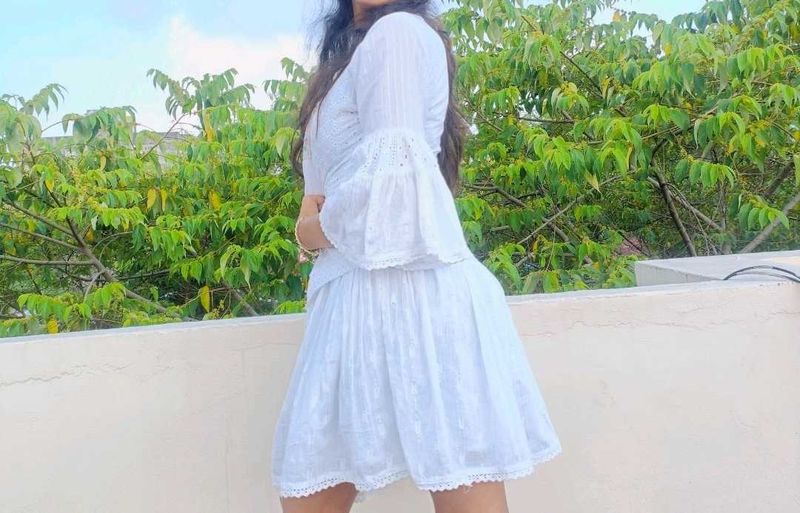 White Embroidered Mini Dress