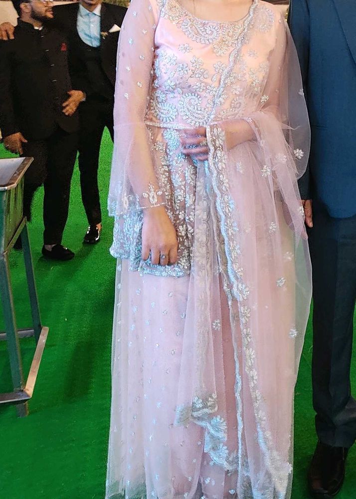 Elegant Pink Embroidered Dress Free Delivery 🤩