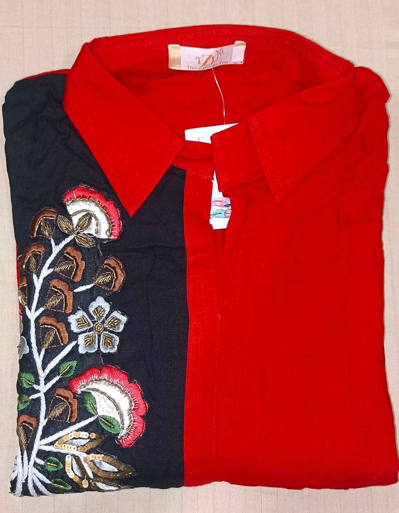 Red Kurta For Daily Or Office Wear