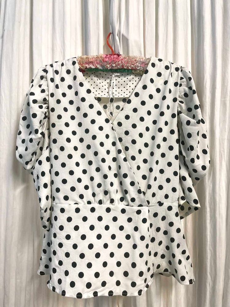 Polka Dot Wrap Top