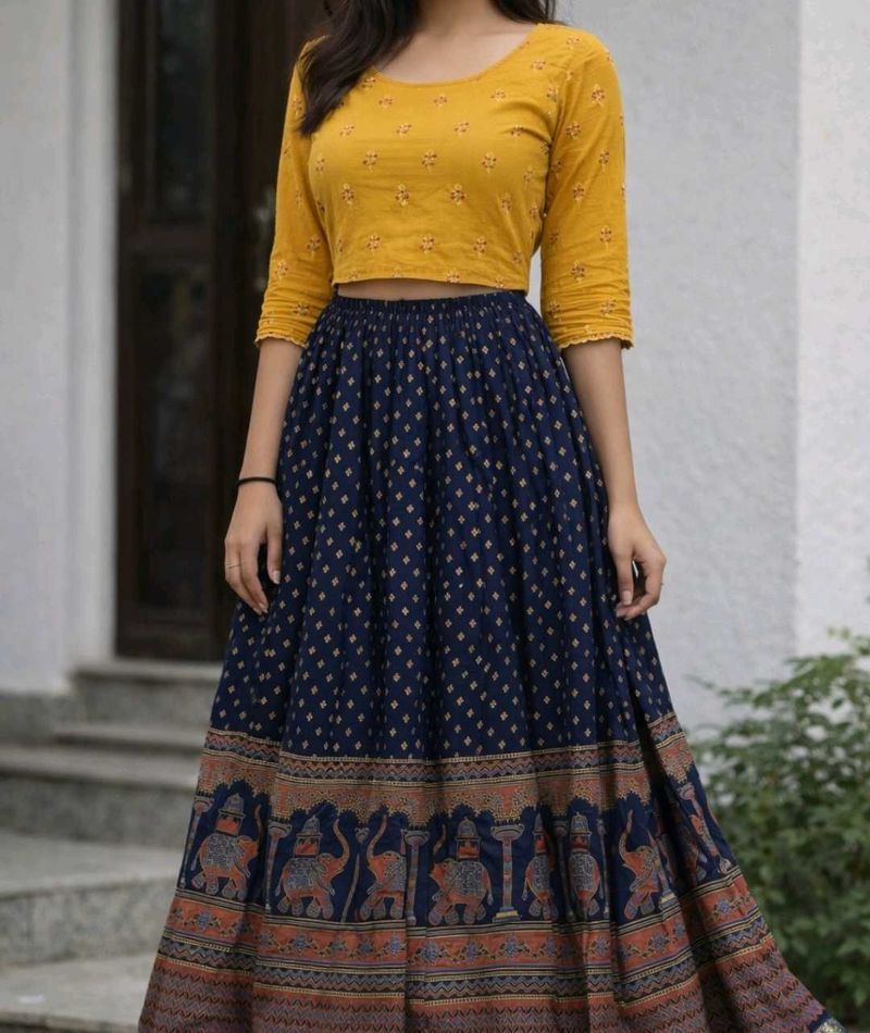 Ethnic Print Long Skirt