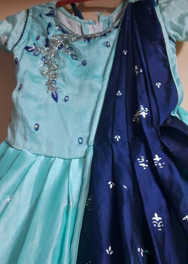small girl  sky blue  stylish frock