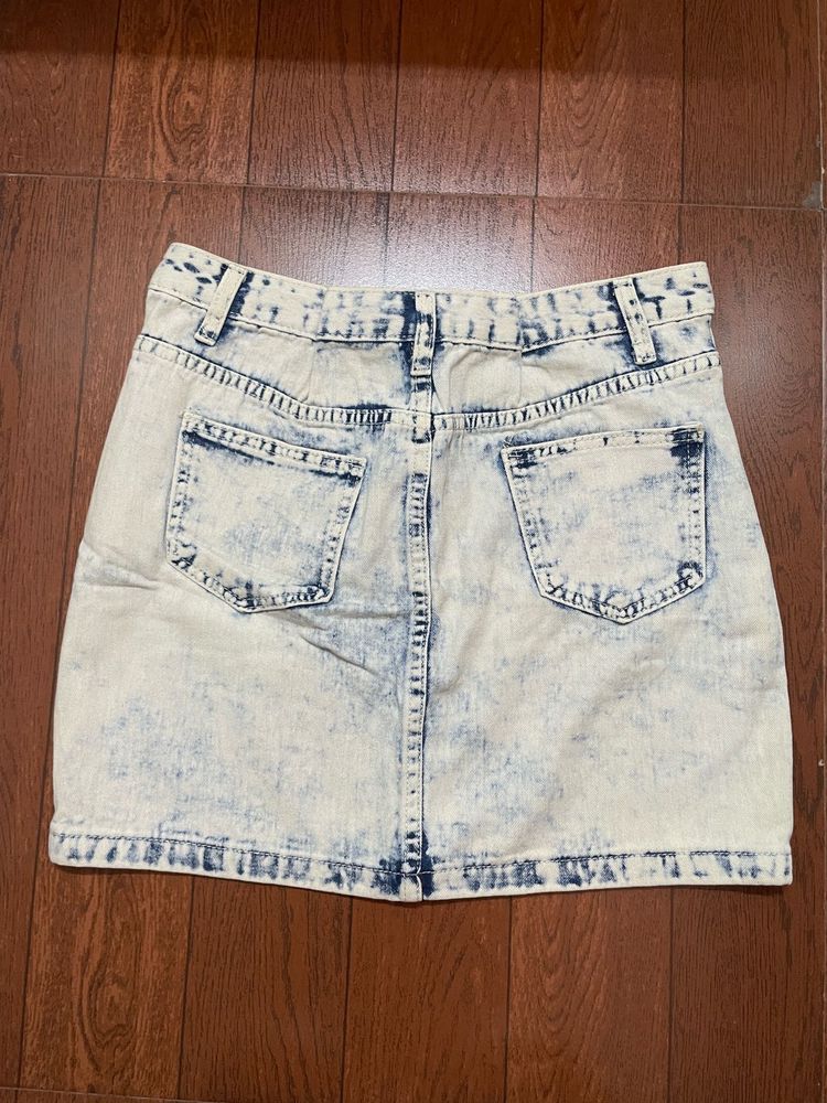 Light Blue Denim Mini Skirt