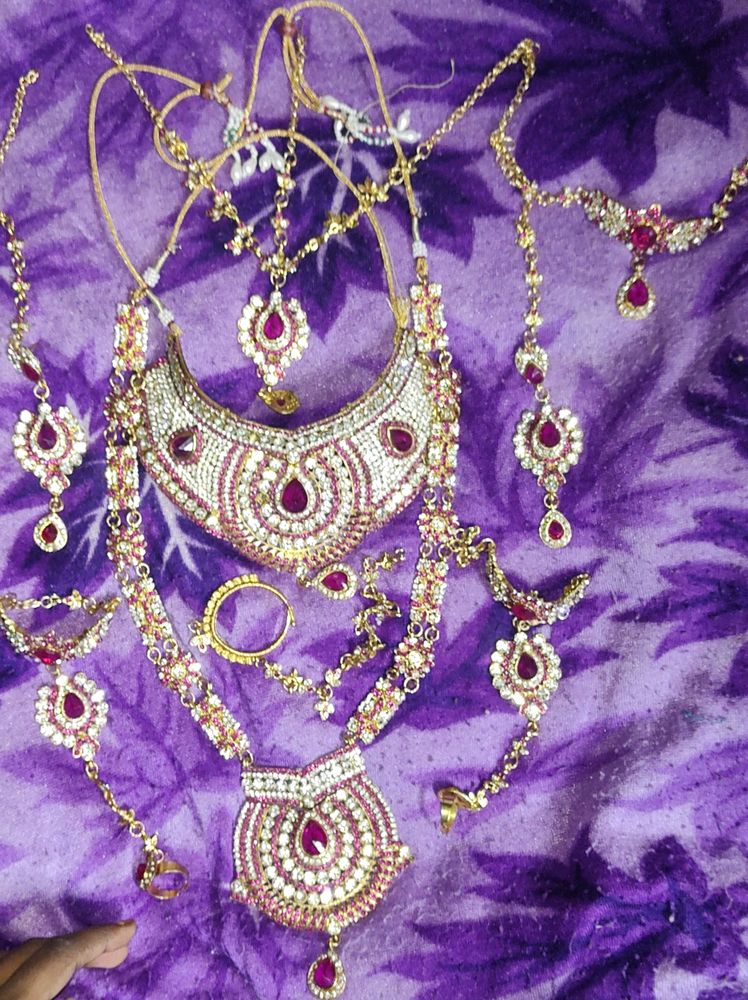 Pink Colour Bridal Set Necklace Jewellery
