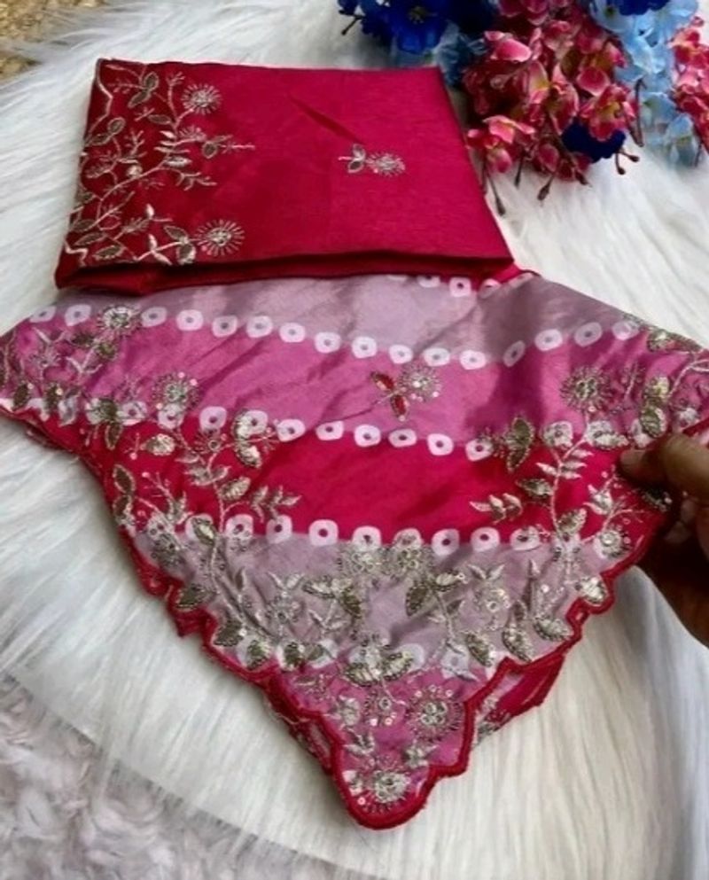 chinon silk saree with heavy Pallu Zari Work