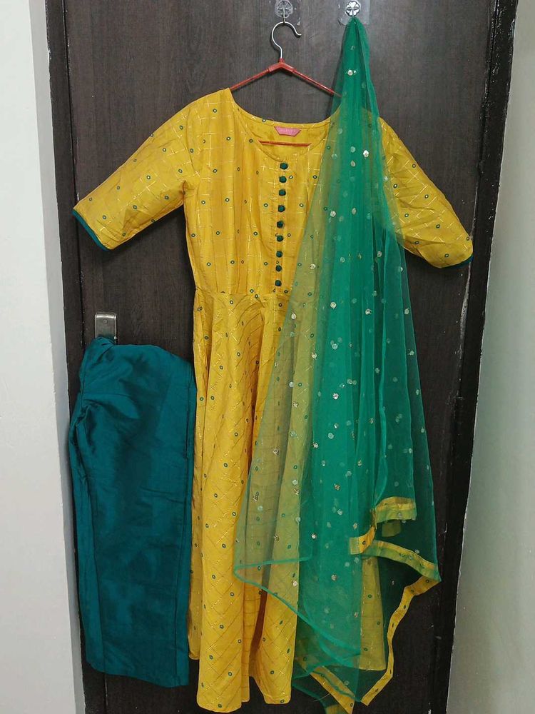 Yellow Anarkali Suit with Dupatta