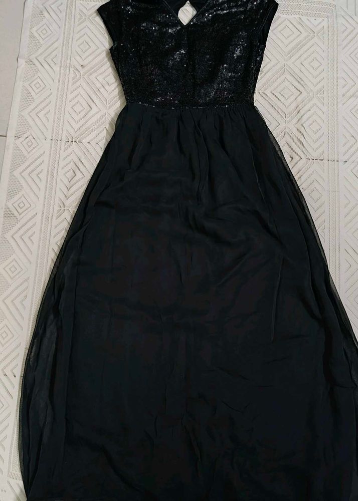 Maxi Black Party Wear Sequins Dress