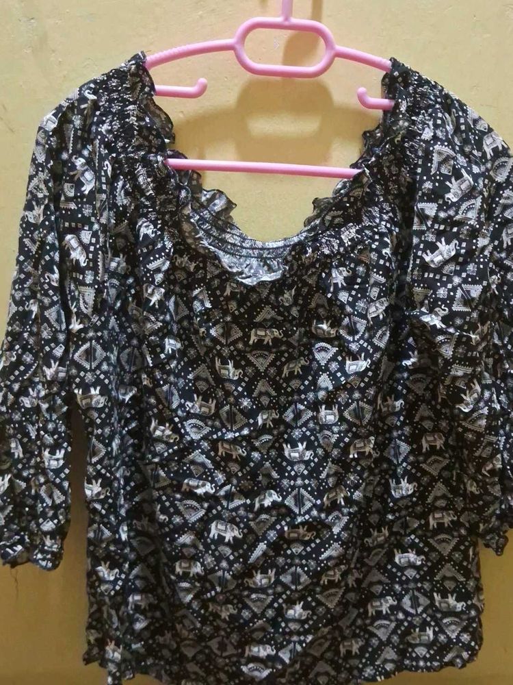 Patterned Off-Shoulder Top