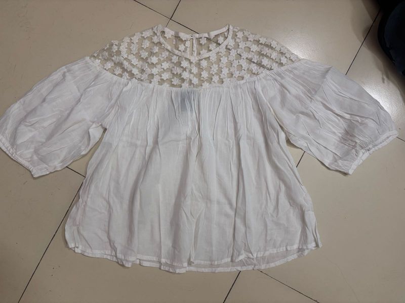 White Floral Lace Top