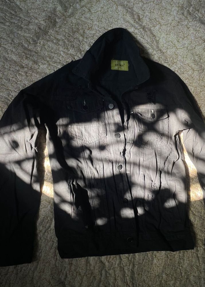 BLACK DENIM JACKET 1800₹(Unisex) (Bargainable)