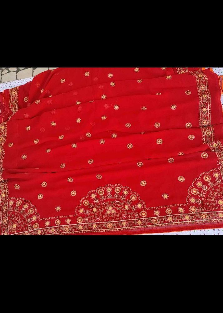 Deep Red Saree