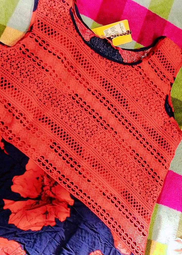 Orange Floral Top