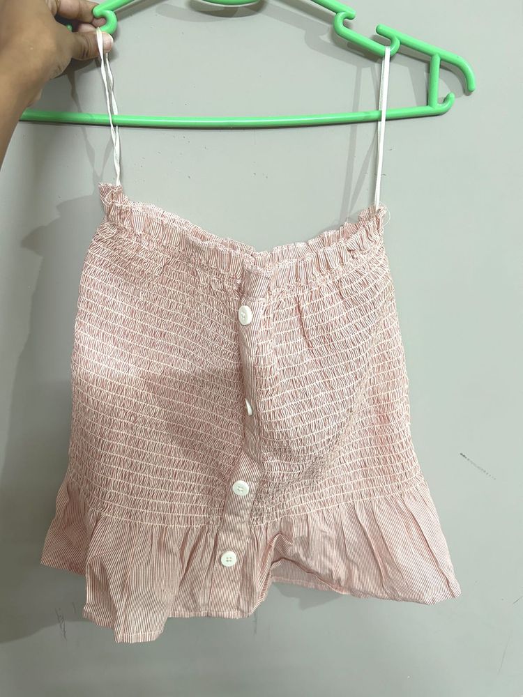 Pink Smocked Tube Top