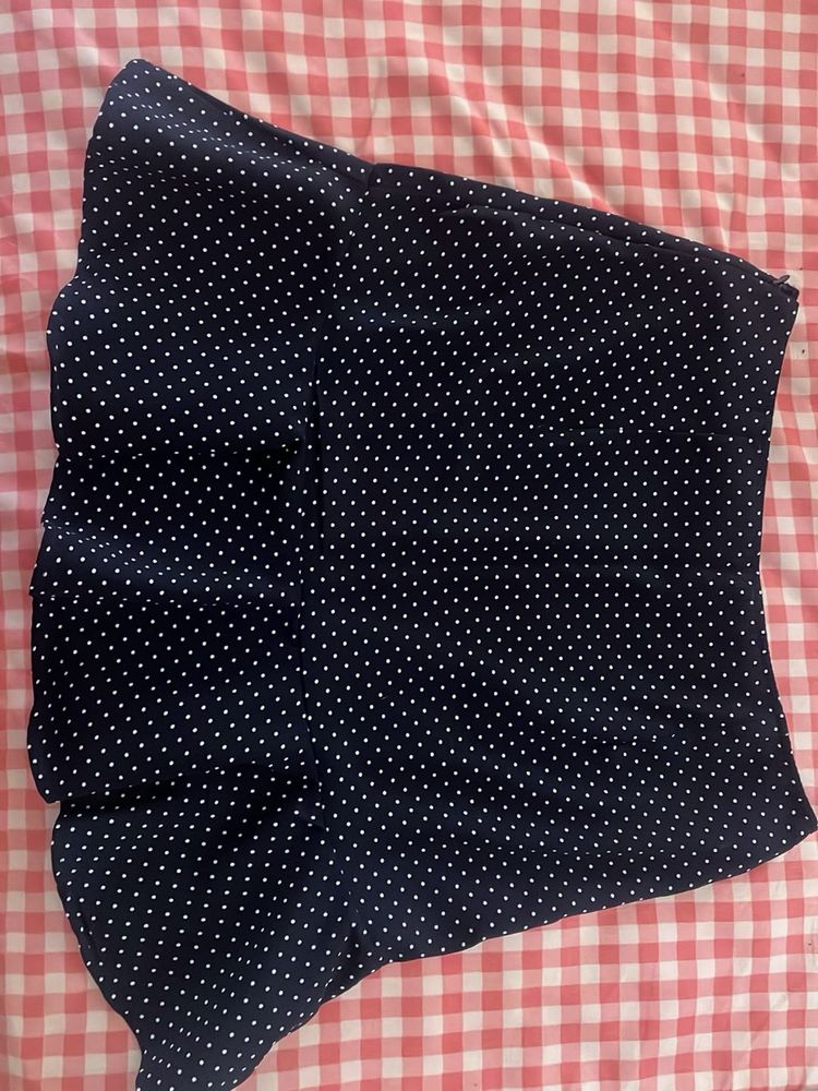 Navy Polka Dot Ruffle Skirt