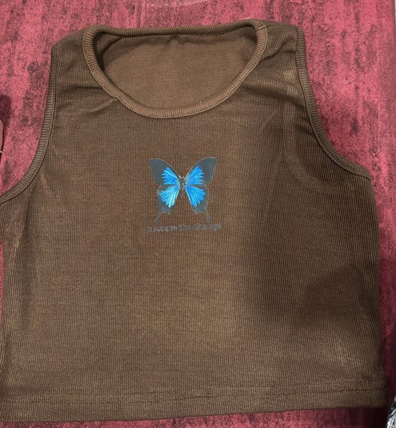 Brown Butterfly Tank Top