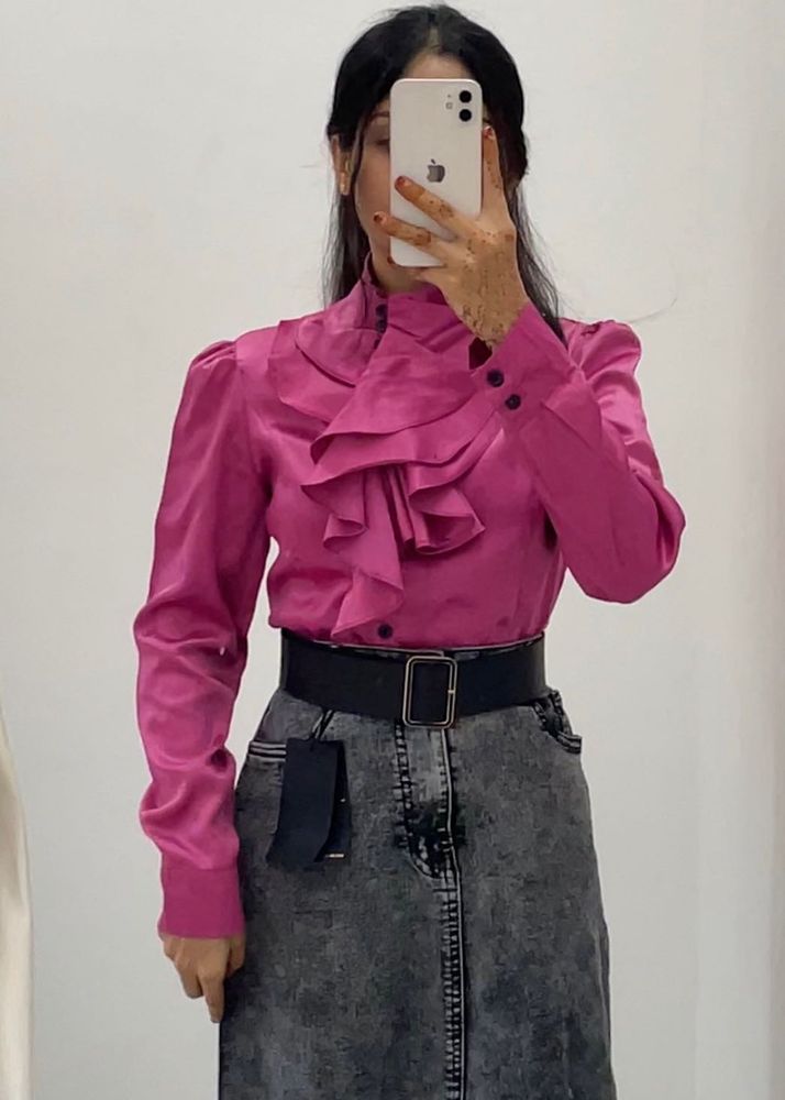 Korean Ruffled blouse Pink Top
