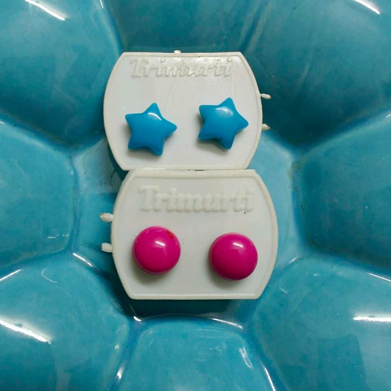 Blue Pink Stud Earrings Set