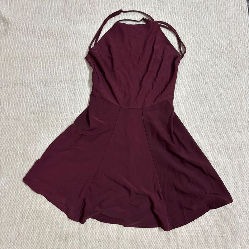 Wine Red Hot Mini Back Cross Dress♨️