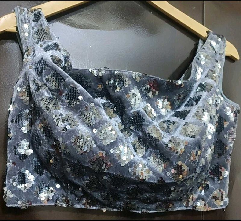 Grey Party Wear Saree With Blouse Bust 34