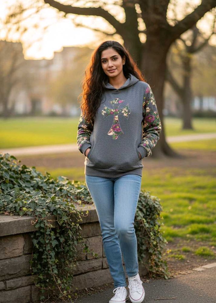 Imported Floral Print Hoodie