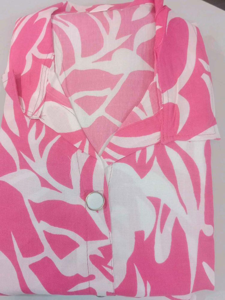 Pink &amp; White Print Top