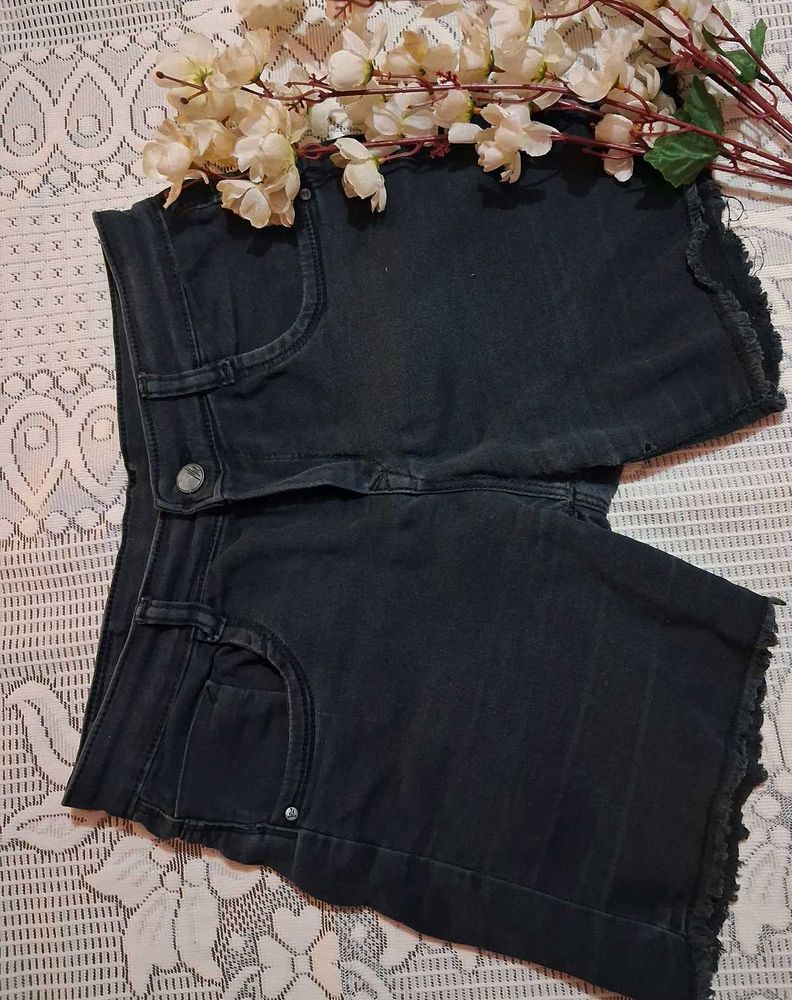 Black Denim Shorts