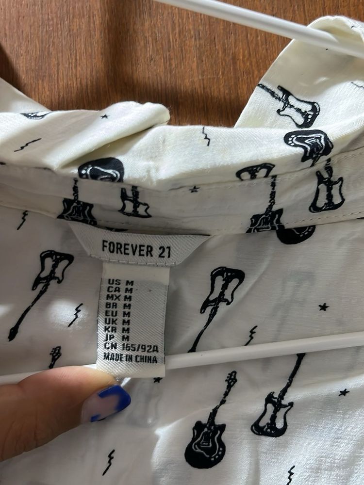 Forever 21 Guitar Print Shirt