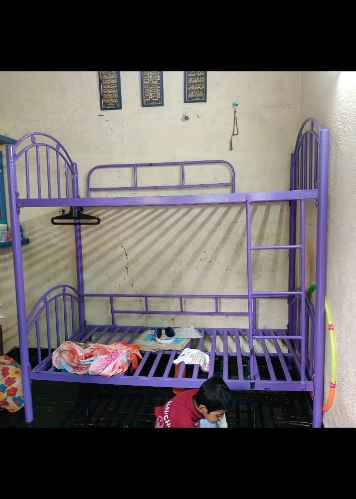 Swing Metal Bunk Bed Heavy Duty Frame Purple