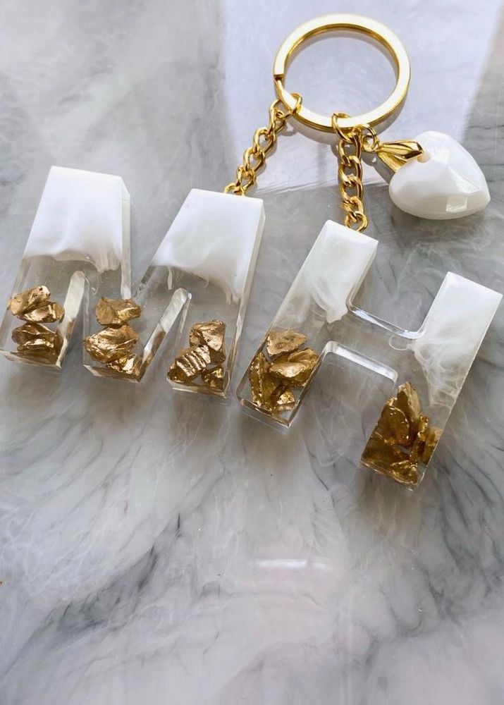 Custom Resin Initial Keychain