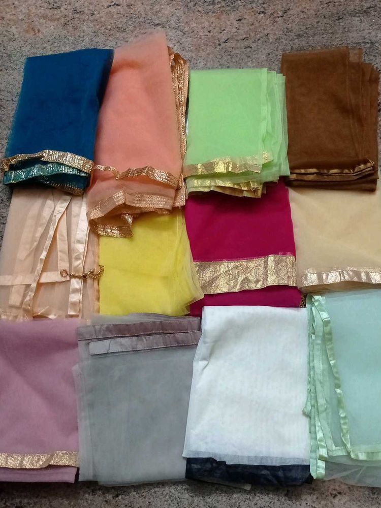12 Colorful Net Dupattas with