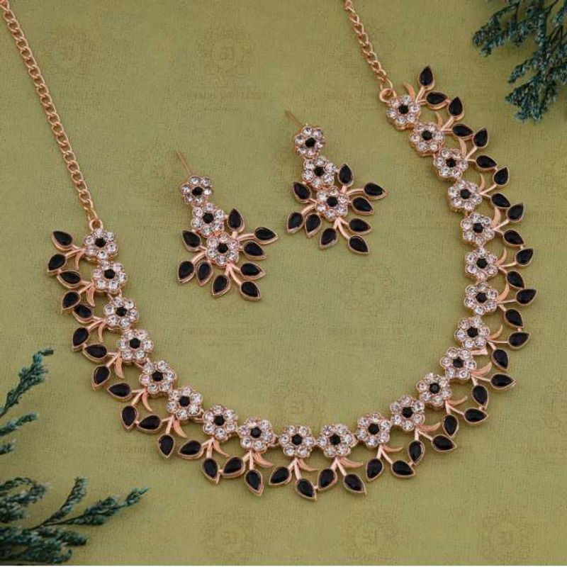 Brass Gold Plated Black Jewellery Set