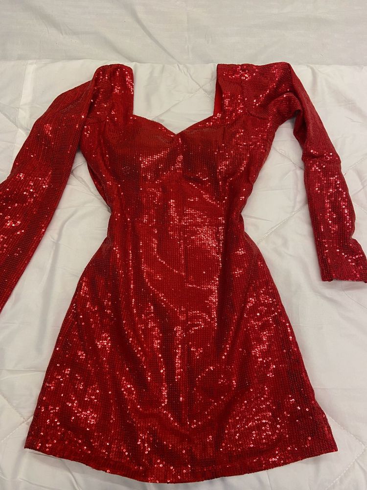 Sequin Mini Red Dress