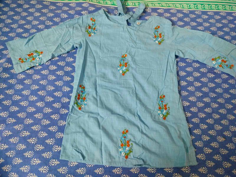 Embroidered Light Blue Top