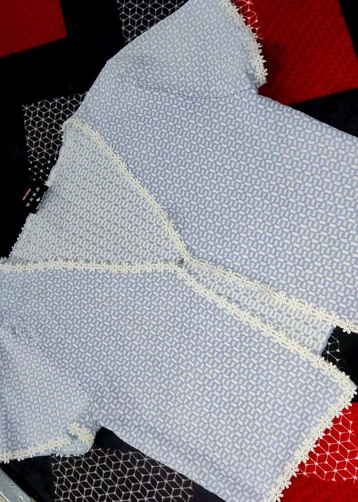 Vintage Light Blue Cropped Cardigan