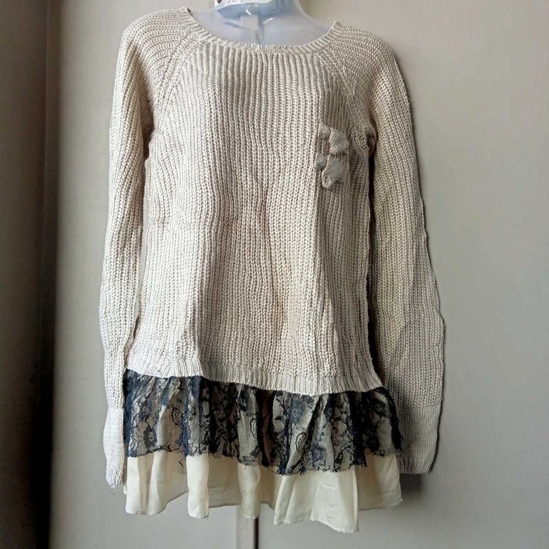 Lace Trim Knit Sweater Top