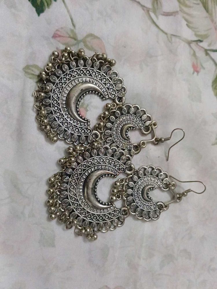 Silver Crescent Earrings