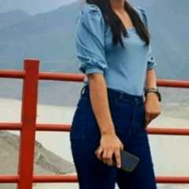 Stylish Blue Puff Sleeve Top