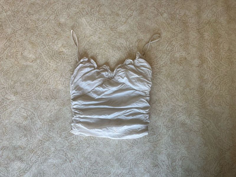 White Ruched Cami Top