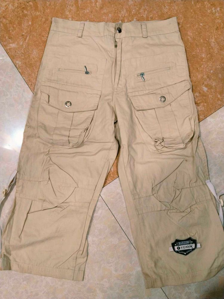 Khaki Cargo Capri Pants