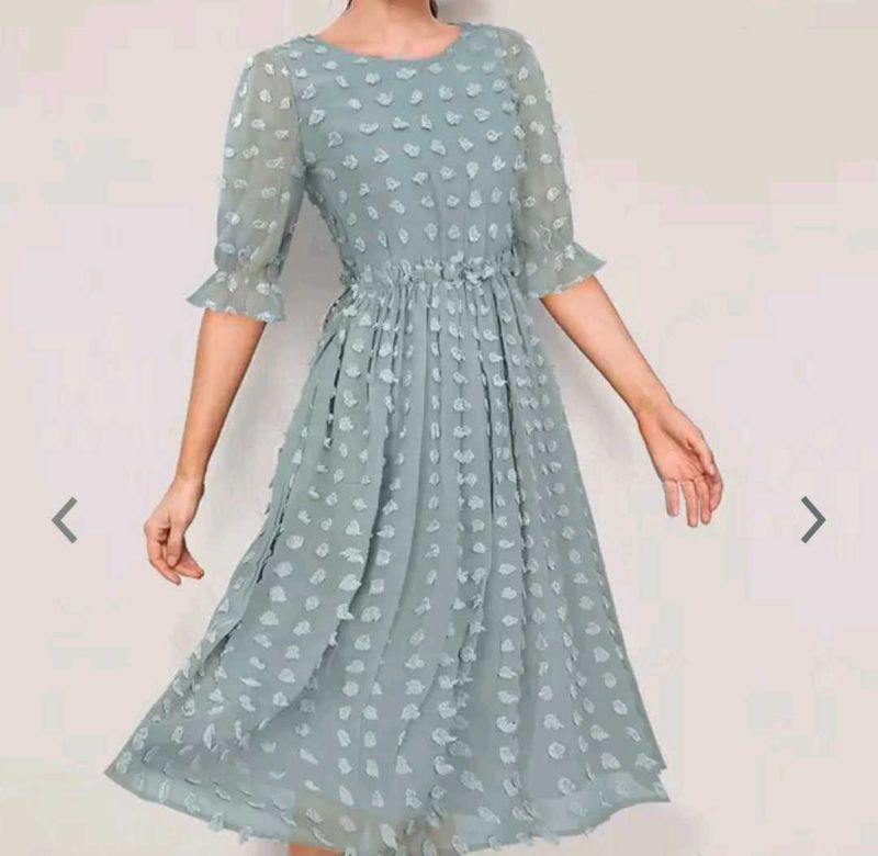 Sea Green Fit And Flare Dress