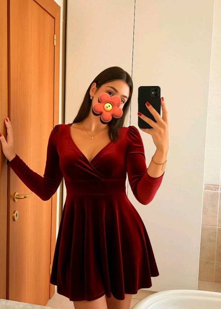 Velvet Mini Dress - Long Sleeve