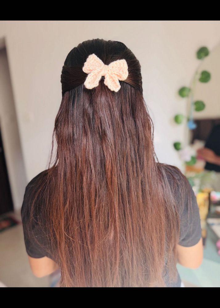 Crochet Hair Bow- Pastel Pink 🎀