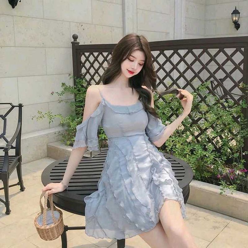 🤍Elegant Grey Mini Dress🤍