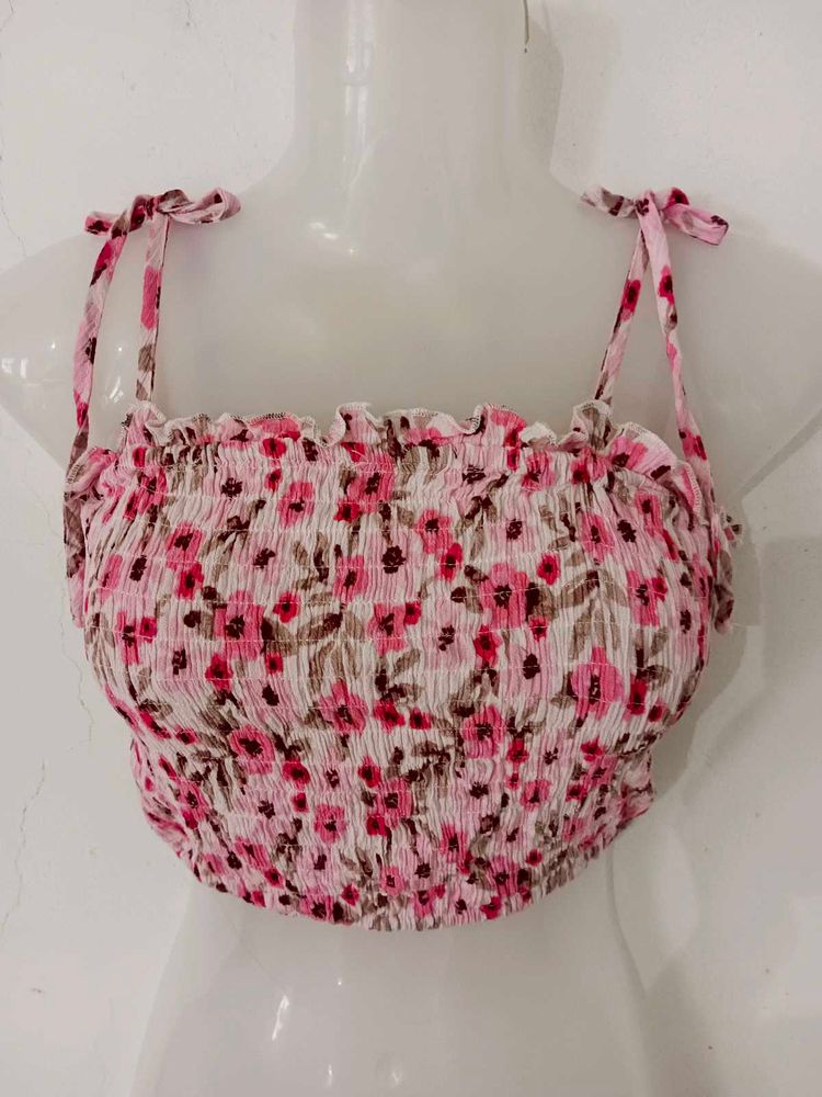 TIE- STRAP SMOCKED TOP