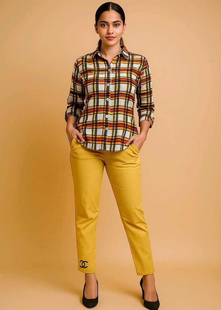 Plaid Shirt &amp; Mustard Pants