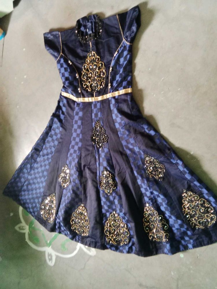 Elegant Navy Blue Embroidered Dress