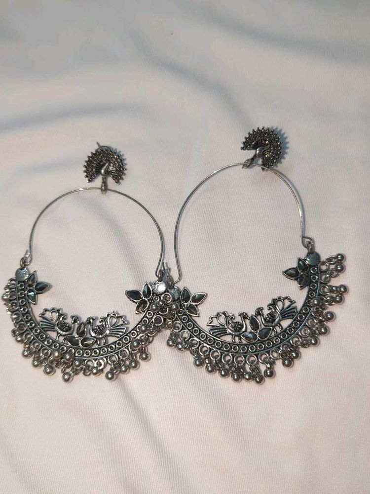 Peacock Hoop Earrings