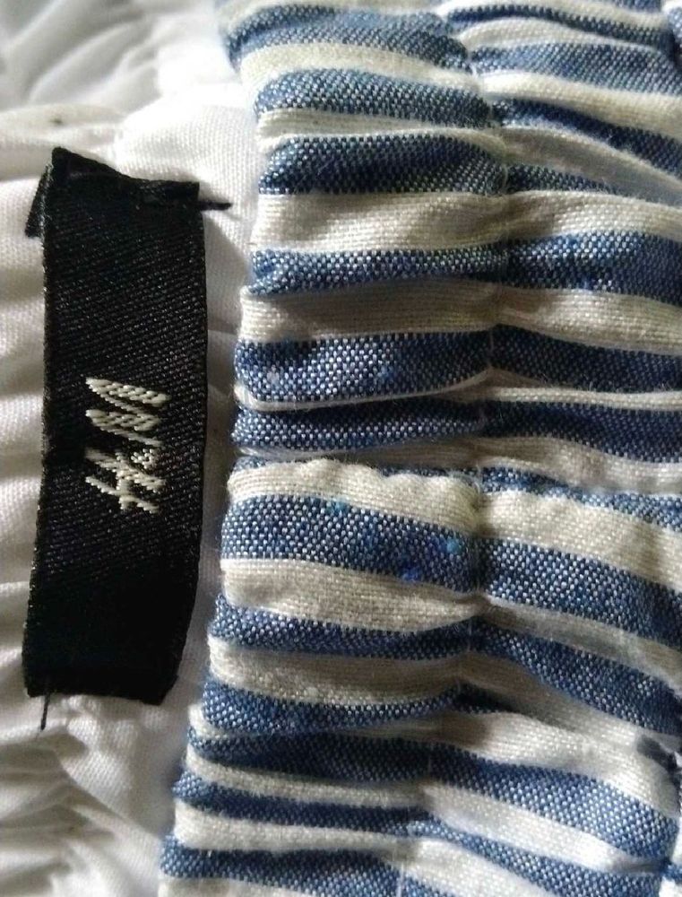 Striped Blue And White Trousers With Elastic Belt