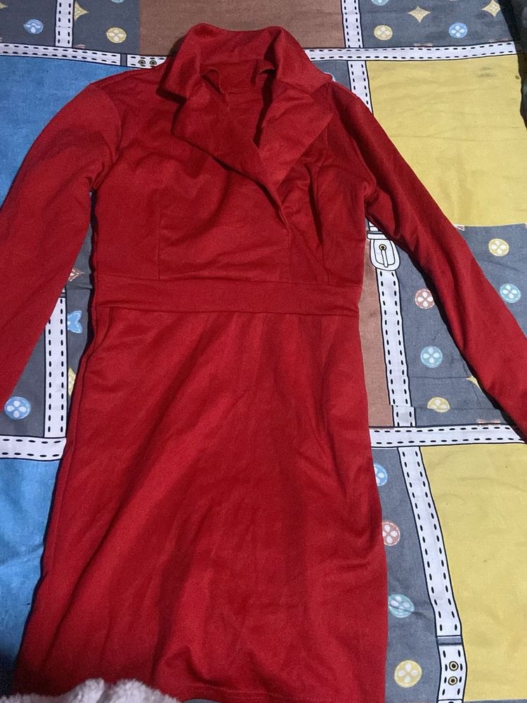 Red Long Sleeve Mini Dress