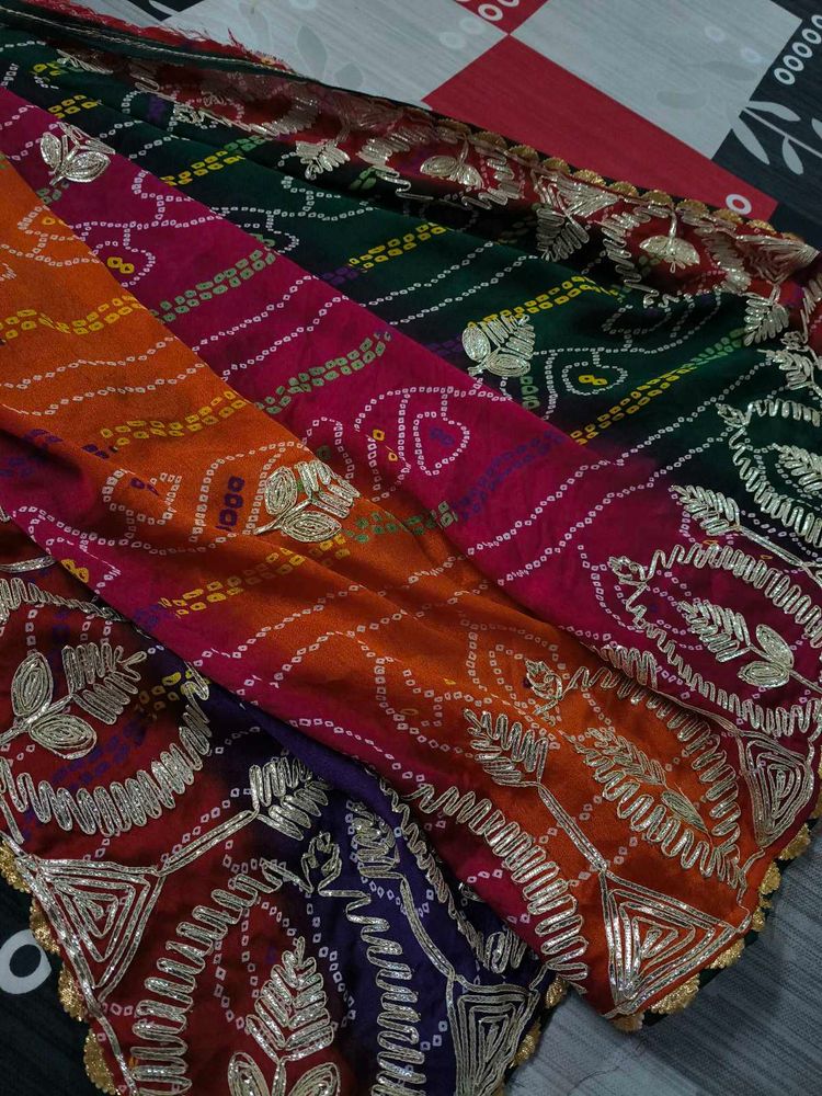 Beautiful multicolour gota patti saree